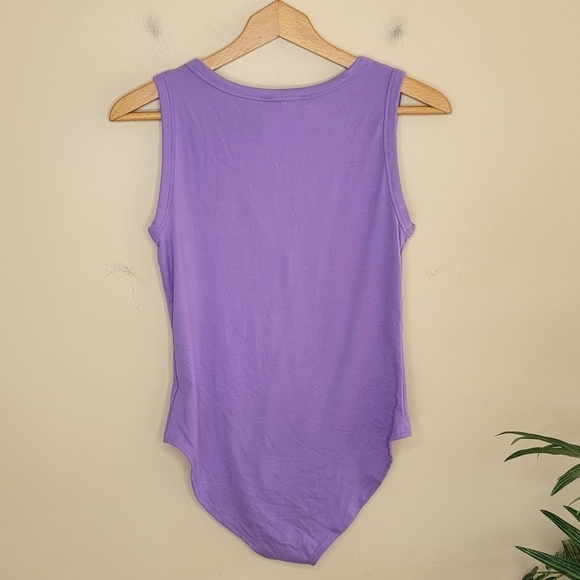 NWT Everyday Chic Boutique | Purple Split Neck Bodysuit Tank Size Large - Picture 5 of 5